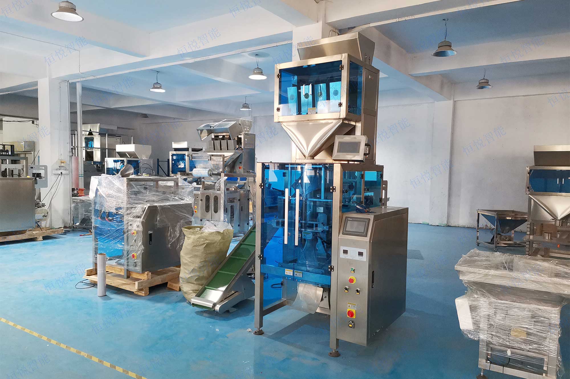 自动颗粒称重91麻豆免费视频网站生产线用于颗粒状物料